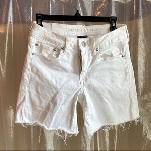 American Eagle Next Level Stretch Midi White Jean Shorts